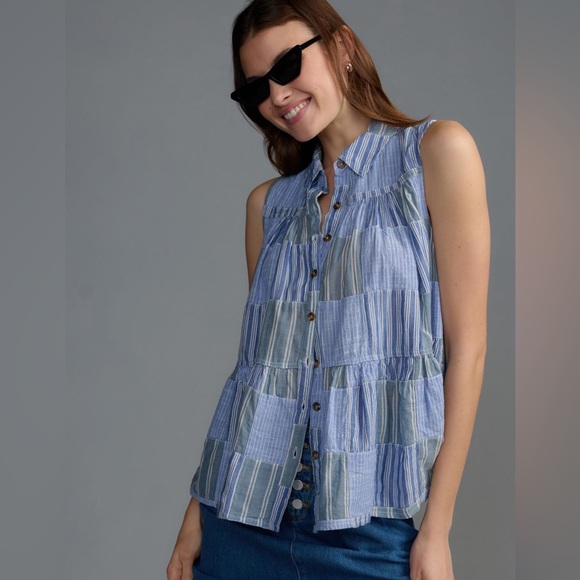 Anthropologie Tops - Pilcro Tiered Sleeveless Blouse | SZ XS